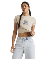 The RVCA Womens Good Day Baby T-Shirt in Light Khaki