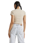 The RVCA Womens Good Day Baby T-Shirt in Light Khaki