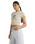 The RVCA Womens Good Day Baby T-Shirt in Light Khaki
