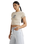 The RVCA Womens Good Day Baby T-Shirt in Light Khaki