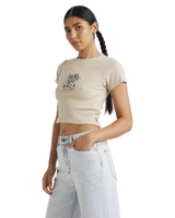 The RVCA Womens Good Day Baby T-Shirt in Light Khaki