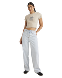 The RVCA Womens Good Day Baby T-Shirt in Light Khaki