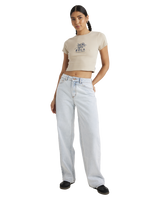 The RVCA Womens Good Day Baby T-Shirt in Light Khaki