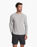 The Vuori Mens Waffle Crew Top in Light Heather Grey