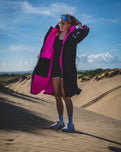 The Dryrobe Advance Short Sleeved in Black & Pink