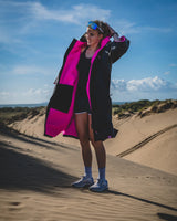 The Dryrobe Advance Short Sleeved in Black & Pink
