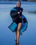 The Dryrobe Advance Long Sleeved in Black & Blue