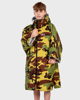 The Dryrobe Kids Advance Short Sleeved Dryrobe in Camo & Grey