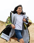 The Dryrobe Kids Advance Short Sleeved Dryrobe in Camo & Grey