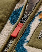 Valiant Deep-Pile Sherpa Fleece Jacket in Abstract Trails Pebble Grey