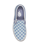 The Vans Womens Classic Slip On Shoes in Checkerboard Light Blue