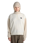 Colourblock Half Zip Mock Sweatshirt in Marshmallow & Oatmeal