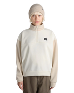 Colourblock Half Zip Mock Sweatshirt in Marshmallow & Oatmeal