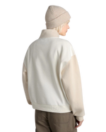 Colourblock Half Zip Mock Sweatshirt in Marshmallow & Oatmeal