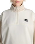 Colourblock Half Zip Mock Sweatshirt in Marshmallow & Oatmeal