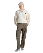 Colourblock Half Zip Mock Sweatshirt in Marshmallow & Oatmeal