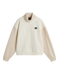 Colourblock Half Zip Mock Sweatshirt in Marshmallow & Oatmeal