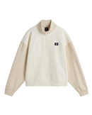 Colourblock Half Zip Mock Sweatshirt in Marshmallow & Oatmeal