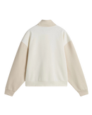 Colourblock Half Zip Mock Sweatshirt in Marshmallow & Oatmeal
