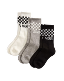 The Vans Boys Boys Classic Check Crew Socks (3 Pack) in Black & White