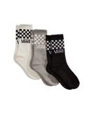 The Vans Boys Boys Classic Check Crew Socks (3 Pack) in Black & White