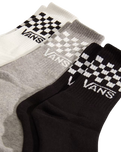 The Vans Boys Boys Classic Check Crew Socks (3 Pack) in Black & White