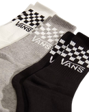 The Vans Boys Boys Classic Check Crew Socks (3 Pack) in Black & White