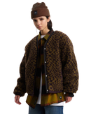 Suffolk Cheetah Check Pile Jacket in Dark Port