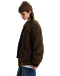 Suffolk Cheetah Check Pile Jacket in Dark Port