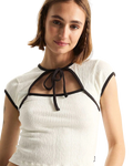 Kari Tie Neck Top in Classic White & Black