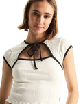 Kari Tie Neck Top in Classic White & Black