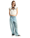Kari Tie Neck Top in Classic White & Black