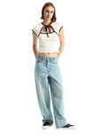 Kari Tie Neck Top in Classic White & Black