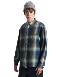 LX Indigo Plaid Shirt in Mossy Olive