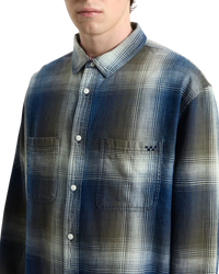 LX Indigo Plaid Shirt in Mossy Olive
