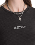 Teri Waffle Long Sleeve T-Shirt in Black