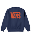 The Vans Boys Boys Stretch Logo Sweatshirt in Deep Indigo & Flame