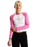Y2K Star Raglan Long Sleeve T-Shirt in Pink Fizz