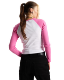 Y2K Star Raglan Long Sleeve T-Shirt in Pink Fizz