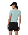 The Vuori Womens Pose Fitted T-Shirt in Sea Spray