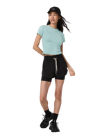 The Vuori Womens Pose Fitted T-Shirt in Sea Spray
