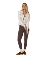 The Vuori Womens Halo Modern Full Zip Hoodie in Ecru Heather