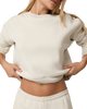 The Vuori Womens Restore Mini Sweatshirt in Bone Heather
