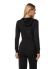 The Vuori Womens Halo Mini Full Zip Hoodie in Black Heather