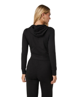 The Vuori Womens Halo Mini Full Zip Hoodie in Black Heather