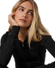 The Vuori Womens Halo Mini Full Zip Hoodie in Black Heather