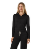 The Vuori Womens Halo Mini Full Zip Hoodie in Black Heather