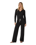 The Vuori Womens Halo Mini Full Zip Hoodie in Black Heather