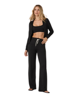 The Vuori Womens Halo Mini Full Zip Hoodie in Black Heather