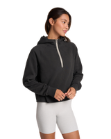 The Vuori Womens Restore Half Zip Hoodie in Washed Black